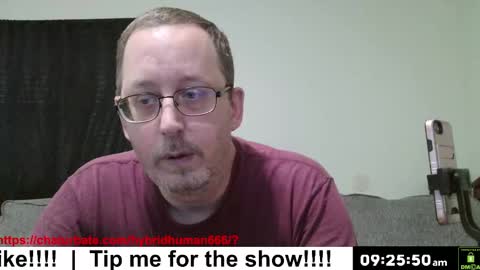 Snapshot of hybridhuman666 chatting on 6, 10, 2025 Bob Anderson online show from 6, 10, 2025