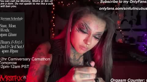 Snapshot of sinfulincubus chatting on 18, 1, 2025 Mistrx Sin online show from 18, 1, 2025